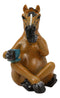 Caffeine Addict Brown Horse Drinking Coffee Eyeglass Spectacle Holder Statue