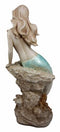 Ebros Gift Large Aquamarine Pretty Goddess Mermaid Listening To Ocean Sconce Figurine 17"H