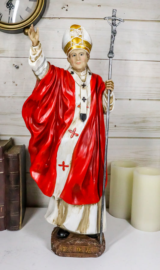 Ebros Large Venerable Pope John Paul II Holding The Cross of Christ Statue
