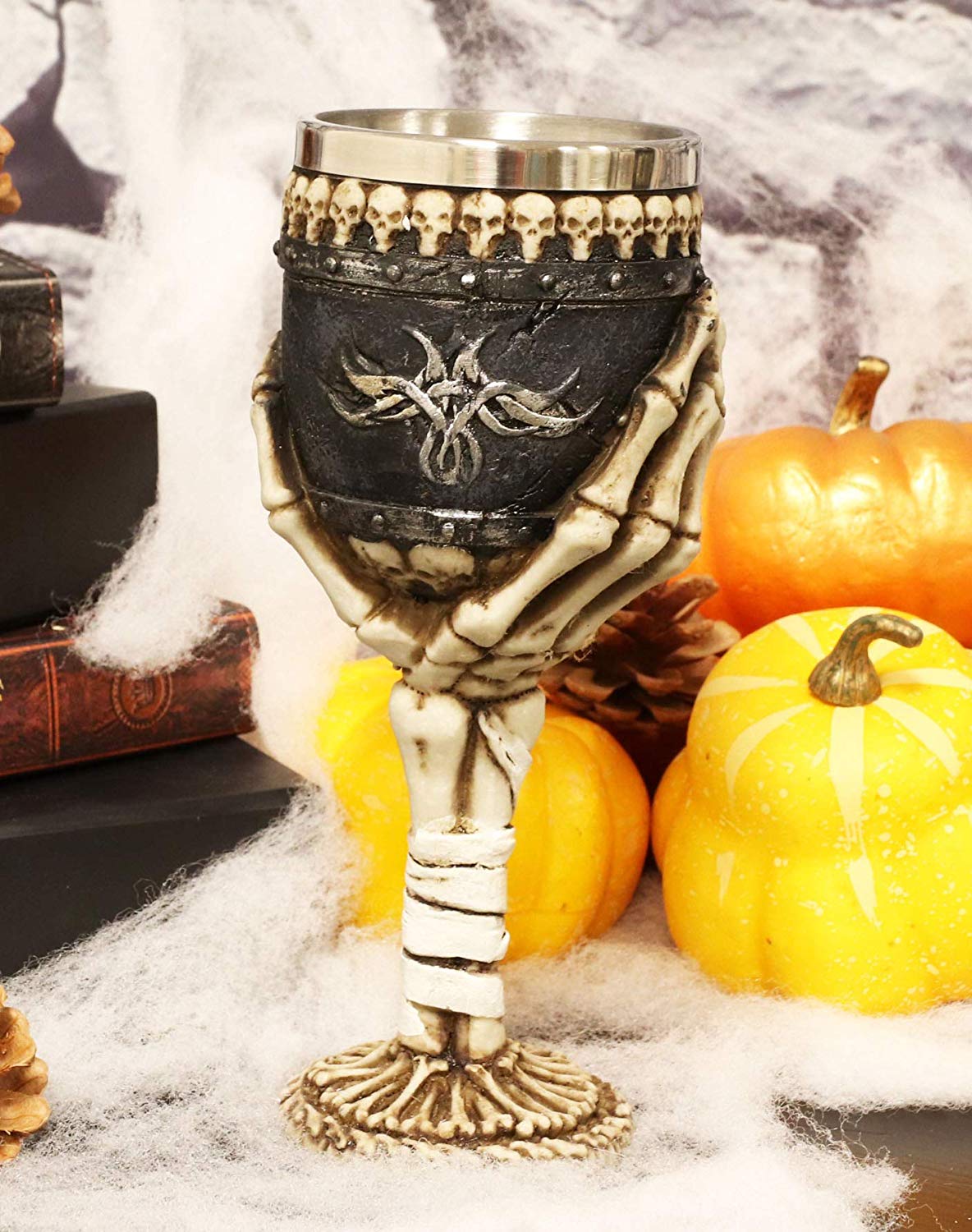 Ebros Skeleton Hand Bones Wine Chalice Goblet 6oz Cup Mummy Grip Of Death - Ebros Gift