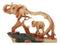 Ebros Elephant and Baby Walking in The Jungle Statue 9" Long Faux Wood Resin Wildlife Safari Elephant Family Scene Figurine