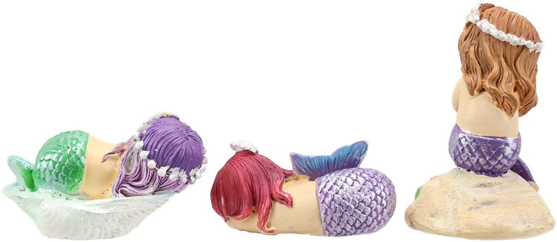 Ebros Whimsical Mergirls Mermaid Babies Small Miniature Figurines Set of 3