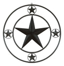 Oversized 24"D Vintage Rustic Western Lone Star Metal Circle Wall Decor Plaque