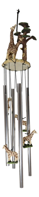 Ebros Safari Giraffe Mother And Calf By The Trees Resonant Relaxing Wind Chime