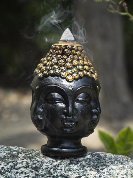 Phra Phrom Four Faced Buddha with Ushnisha Head Backflow Incense Cone Burner