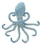 Ebros Gift 6.5" H Cast Iron Nautical Deep Sea Octopus Wall Mount 6 Pegs Hooks Hanging Plaque Tentacle Hook Feature for Keys Hats Leash Backpacks (Ocean Blue)