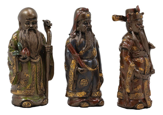 Ebros Feng Shui Fu Lu Shou Gods San Xing Three Celestial Stars Figurine Set of 3 - Ebros Gift