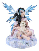 Ebros Winter Frozen Tribal Eskimo Fairy With Snow Wolf Cub Pup Pet Fantasy Figurine