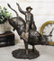 Rustic Western Wild Rodeo Bull Rider Cowboy On Bucking Bull Decorative Statue