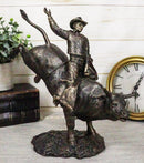 Ebros Rodeo American Cowboy on Bull Resin Figurine-Bronze Finish Resin 10.5"H - Ebros Gift