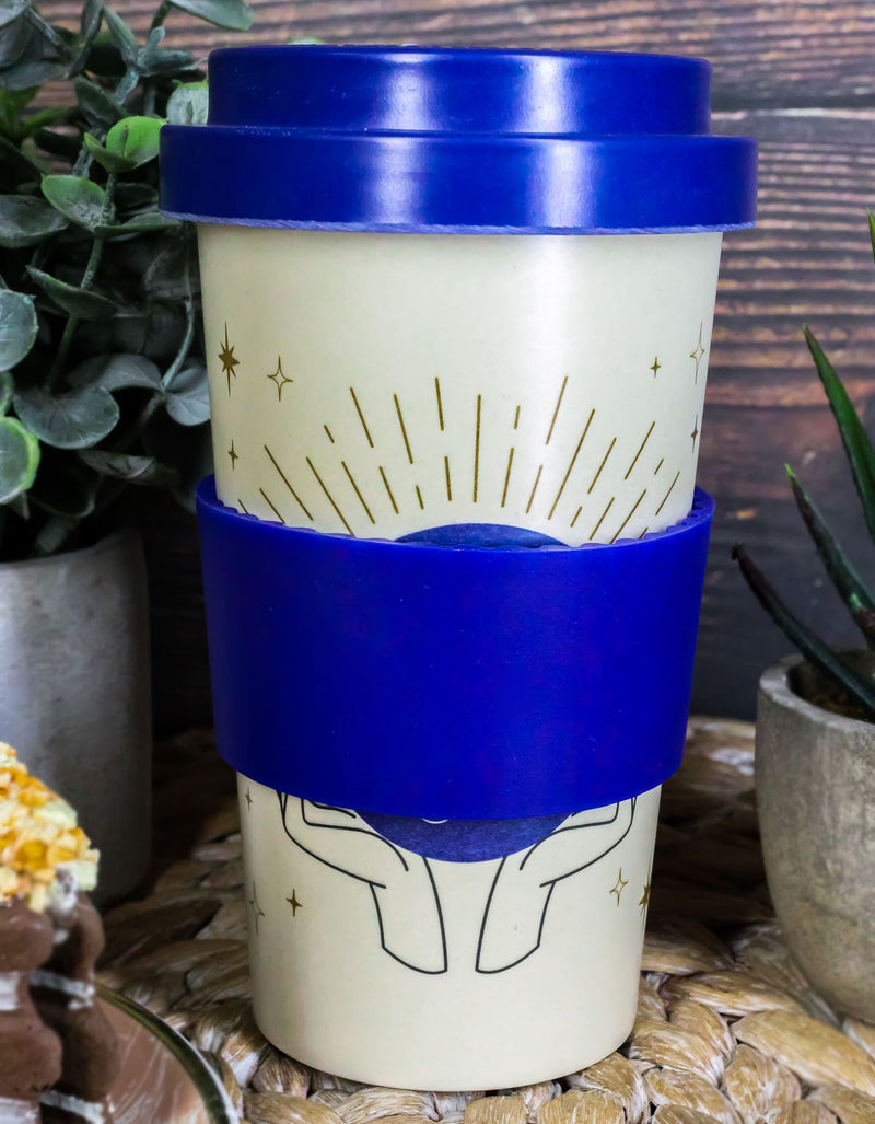 Fortune Teller Psychic Scrying Ball Palm Hands Travel Mug Cup W/ Lid And Sleeve