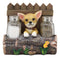 Ebros Taco Chihuahua Dog By Fences & Tree Log Dinner Napkin Salt Pepper Shakers Holder