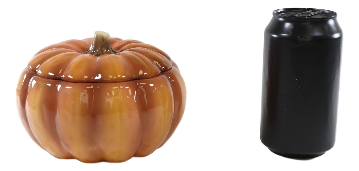 Ebros Home Kitchen Gourmet Hearty Orange Ceramic Pumpkin Soup Or Dessert Bowl With Lid