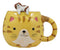 Ebros Orange Tabby Cat Ceramic Coffee Mug With Kitten Latch On Spoon Set 5.5"L