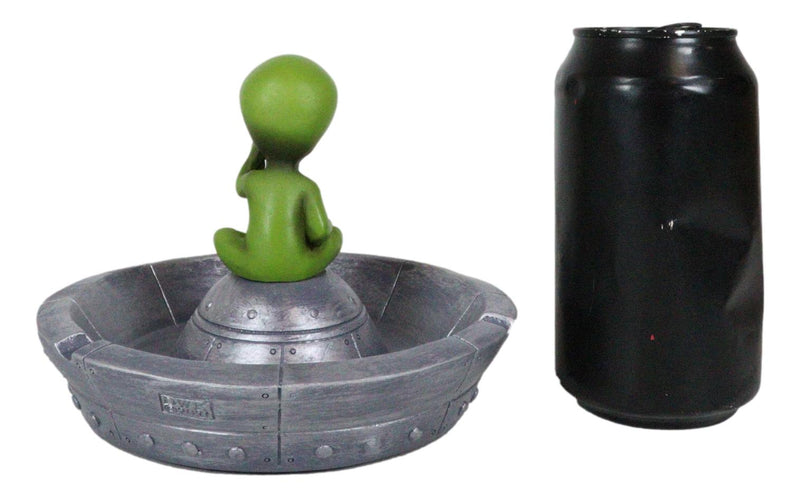 Flying Saucer Spaceship UFO Green ET Roswell Alien Smoking Cigarette Ashtray