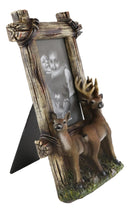 Country Rustic Buck Deer Stag Antlers Faux Barnwood Easel Picture Frame 4"X6"