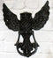 Metal Rustic Flying Wise Great Horned Owl Fleur De Lis Door Knocker Sculpture