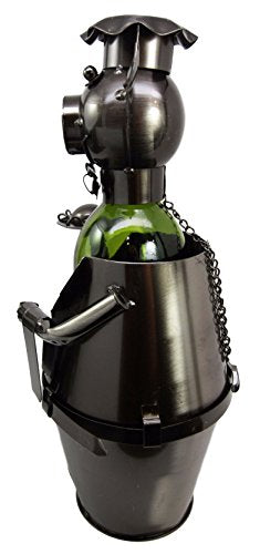 Ebros Gift Waiter Pig Hand Made Metal Wine Bottle Holder Caddy Decor Figurine - Ebros Gift