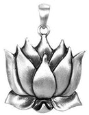 Ebros Padmasana Lotus Flower Buddha Pendant Medallion Pewter Necklace Jewelry