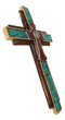 Rustic Western Ornate Concho Turquoise Scroll Layered Faux Leather Wall Cross
