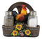 Rooster Chicken By Farm Barrels Wagon Wheels Napkin & Salt Pepper Shakers Holder