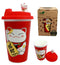 Ebros Gift Lucky Cat Maneki Neko Ceramic Tall Drink Mug Cup With Silicone Lid (Red)