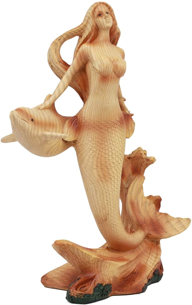 Ebros Nautical Ocean Marine Mermaid Princess with Dolphin Decor Statue 9" Tall