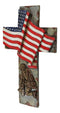Patriotic Battlefield Kneeling Soldier In Prayer With American Flag Wall Cross