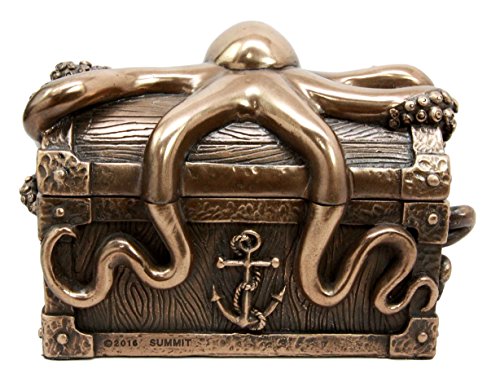 Ebros Deep Sea Kraken Octopus Skull Treasure Jewelry Decorative Box Figurine