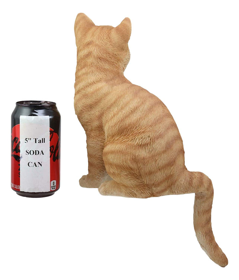Ebros Large Sitting Lifelike Curious Orange Tabby Cat Shelf Sitter Statue 13.75" Tall