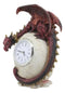 Red Ember Dragon Protecting Egg Table Clock Figurine 7"Tall Mythical Fantasy