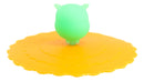 Set Of 4 Yellow Sleepy Owl Reusable Silicone Coffee Tea Cup Cover Lids Air Tight