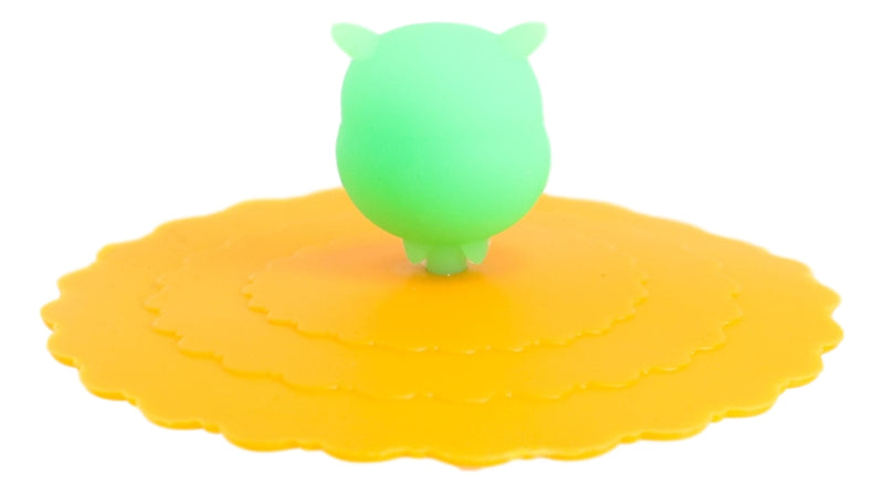 Set Of 4 Yellow Sleepy Owl Reusable Silicone Coffee Tea Cup Cover Lids Air Tight