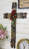 Rustic Western Faux Wooden Valentine Love Red Roses With Barbed Wires Wall Cross