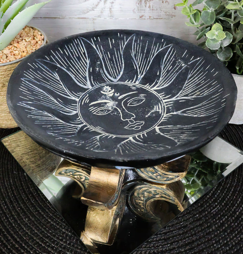 Wicca Astrology Celestial Sun God And Triple Moon Decorative Bowl Figurine