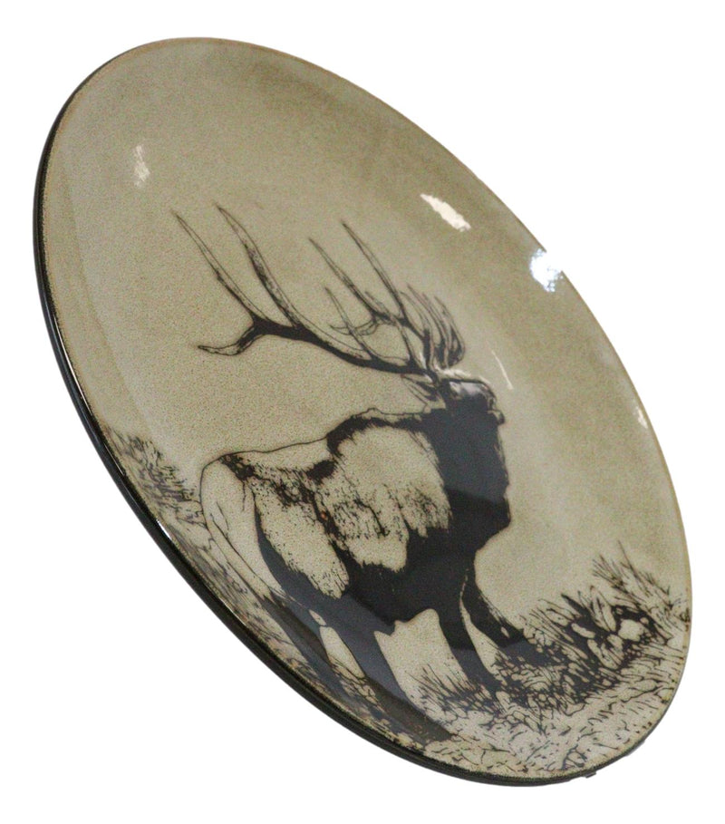 Ebros Forest Giant Emperor Bull Elk Large Round Dinner Plate Set of 2 10.75"D