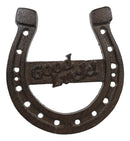 Rustic Western Cast Iron Metal Horseshoe with Good Luck Sign Wall Decor Plaque