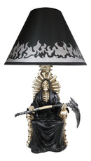 Ebros Grim Reaper Seated On Skeleton Justice Throne With Scythe Table Lamp With Shade