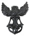 Metal Rustic Flying Wise Great Horned Owl Fleur De Lis Door Knocker Sculpture