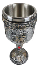 Medieval Knight Of Chivalry On Charging Horse Wine Goblet Royal Wine Chalice