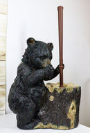 Ebros Rustic Cabin Lodge Decor Whimsical Black Bear Forest Stinky Potion Toilet Brush and Tree Stump Base Holder Bathroom Gift 2 Piece Set
