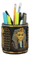 Egyptian King Tut Pharaoh Pen Holder 4"H Tutankhamun Bust Stationery Organizer