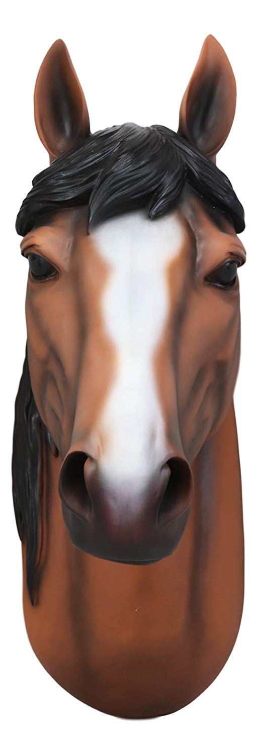 Ebros Equine Chestnut Mustang Horse Head Wall Decor Plaque 15.5"H Hanging Bust