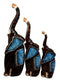 Balinese Wood Handicrafts Large Abstract Jungle Blue Elephant Figurine Set 20"H