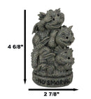 No Smoking See Hear Speak No Evil Whimsical Dragons Backflow Incense Burner