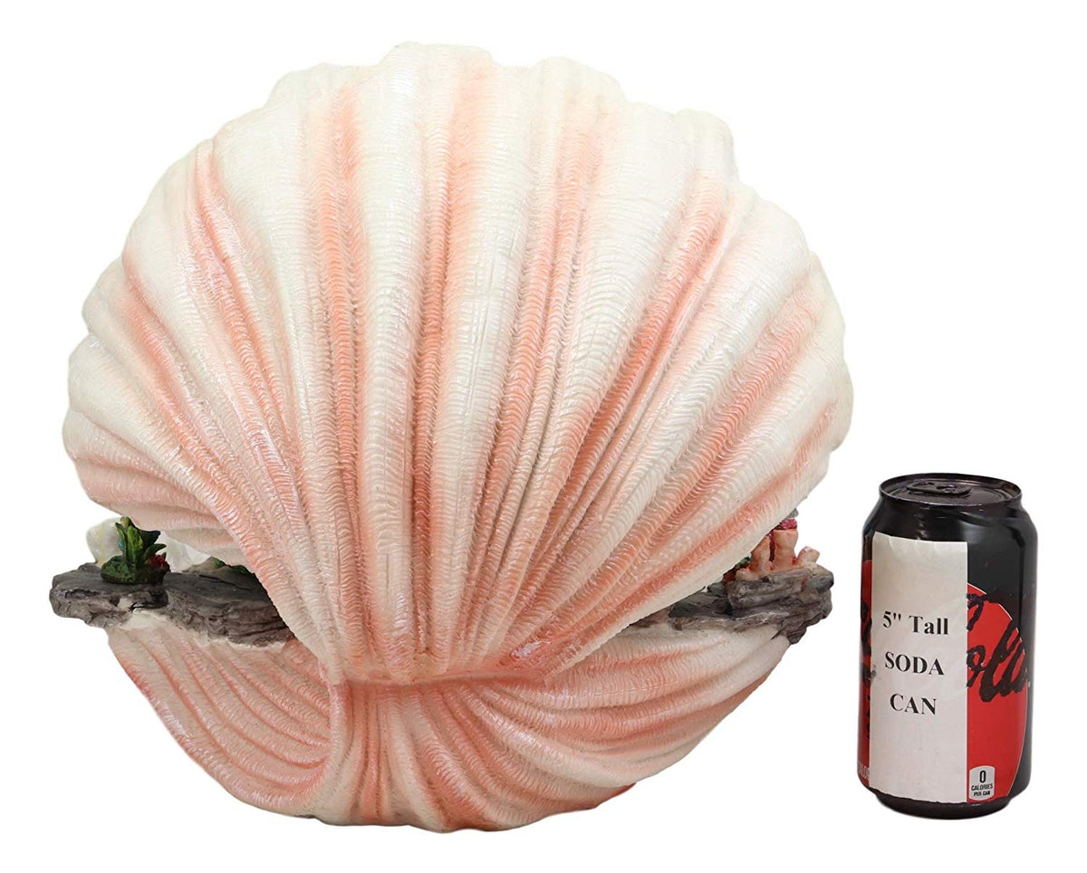 Ebros 12.25" Wide Colorful Nautical Ocean Giant Clam Shell of The Coral Reefs Display Stand with 12 Miniature Mergirls Figurine Set Fantasy Mergirl Mermaids - Ebros Gift
