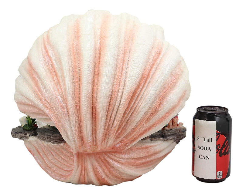 Ebros 12.25" Wide Colorful Nautical Ocean Giant Clam Shell of The Coral Reefs Display Stand with 12 Miniature Mergirls Figurine Set Fantasy Mergirl Mermaids - Ebros Gift