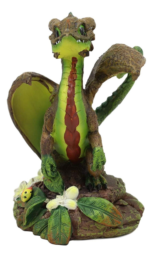Ebros Colorful Garden Fruits and Berries Green Thumb Dragon Statue by Stanley Morrison Medieval Fairy Dragons Fantasy Decor Figurine (Avocado Guacamole Wyrmling with Ladybug Friend)
