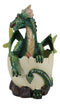 Whimsical Smiling Green Hatchling Baby Dragon Hatchling In Egg Shell Figurine