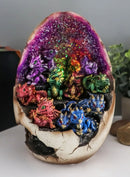 Ebros Geode Dragon Egg LED Light Display Stand with 12 Baby Dragons Figurine Set